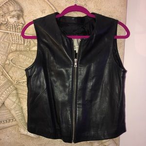 Vintage LNR black genuine leather vest